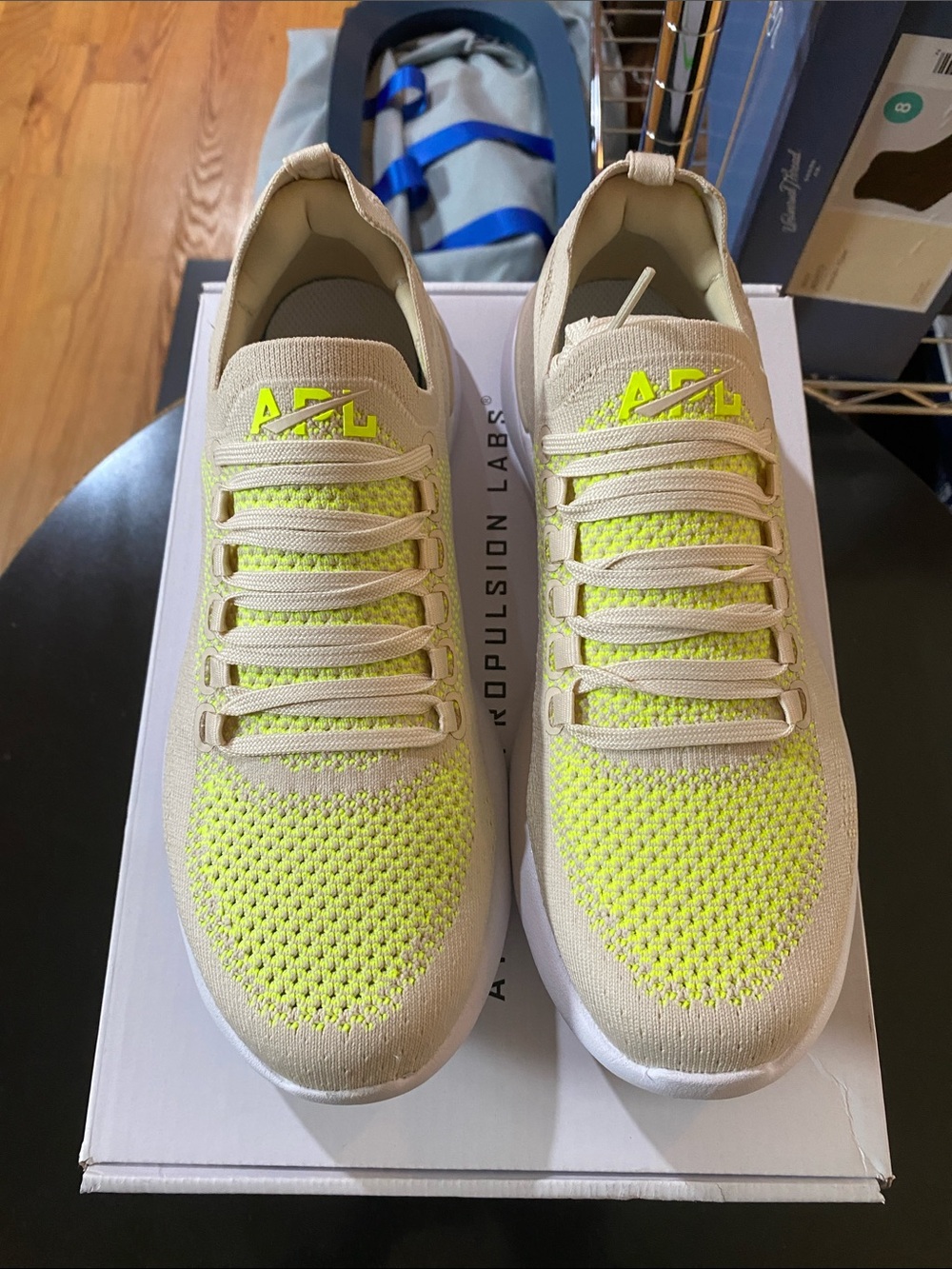APL Knit Sneaker in Neon Yellow & Cream